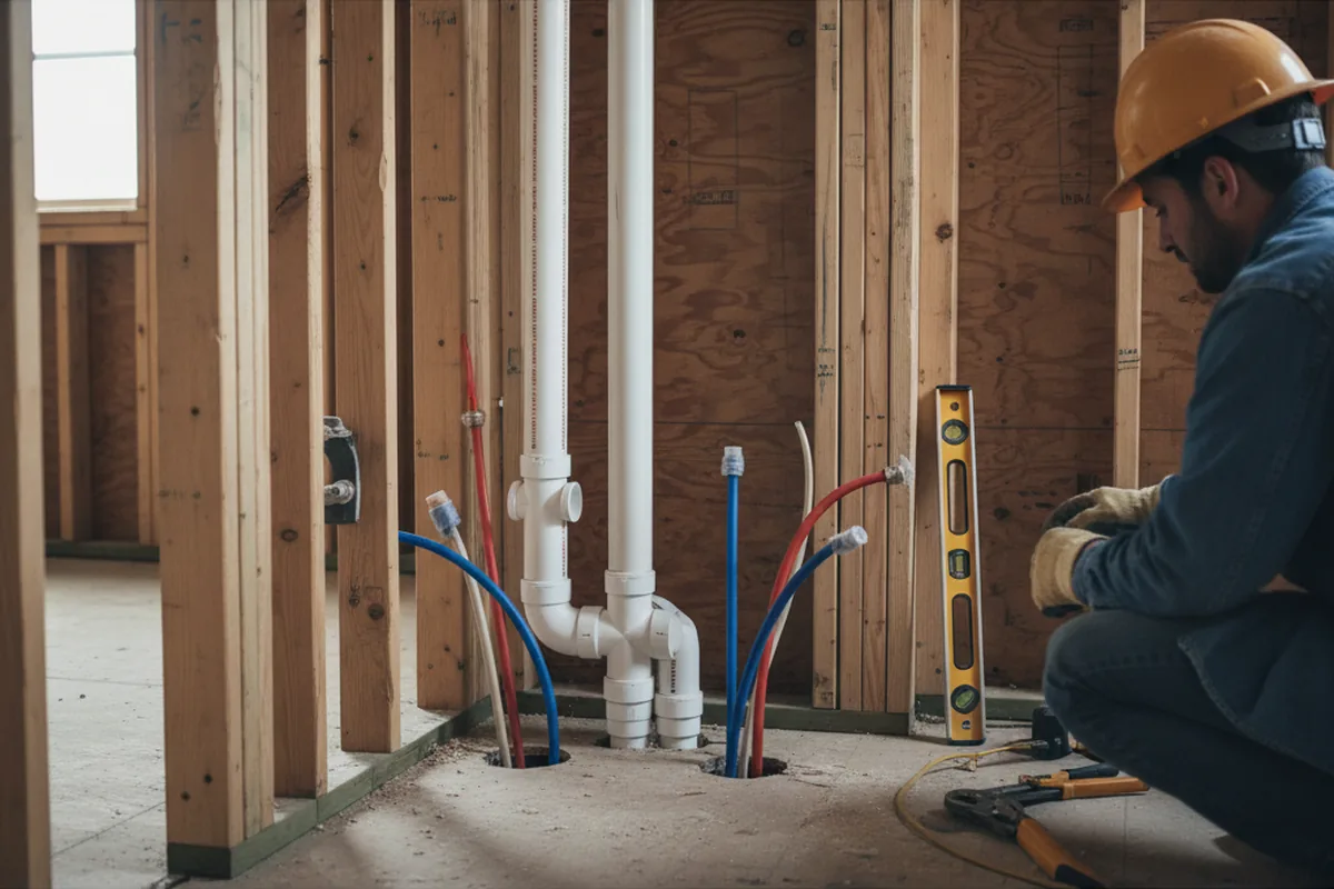 Drain and supply rough-in during Leak Detection in Skippers